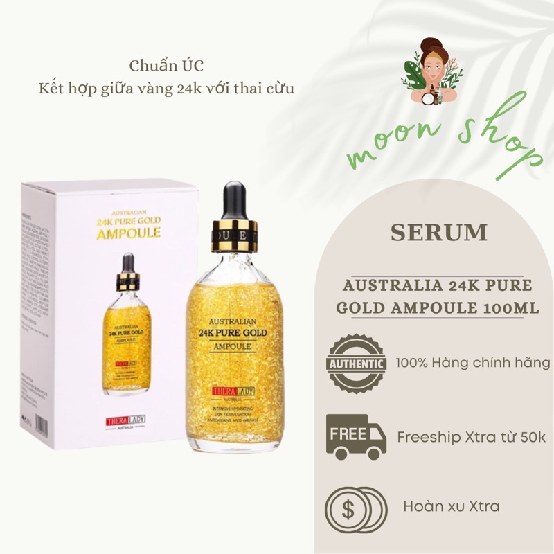 Serum Australia 24k Pure Gold Ampoule 100ml, Serum Tinh Chất Vàng 24k Cao Cấp Thera Lady Úc
