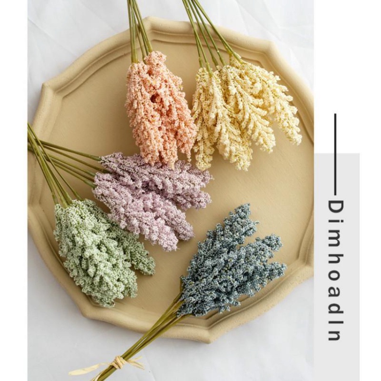 Sét 10 Nhánh Hoa ngô - Bông lúa nhân tạo chất liệu nhựa decor trang trí nhà cửa,Không gian gia đình