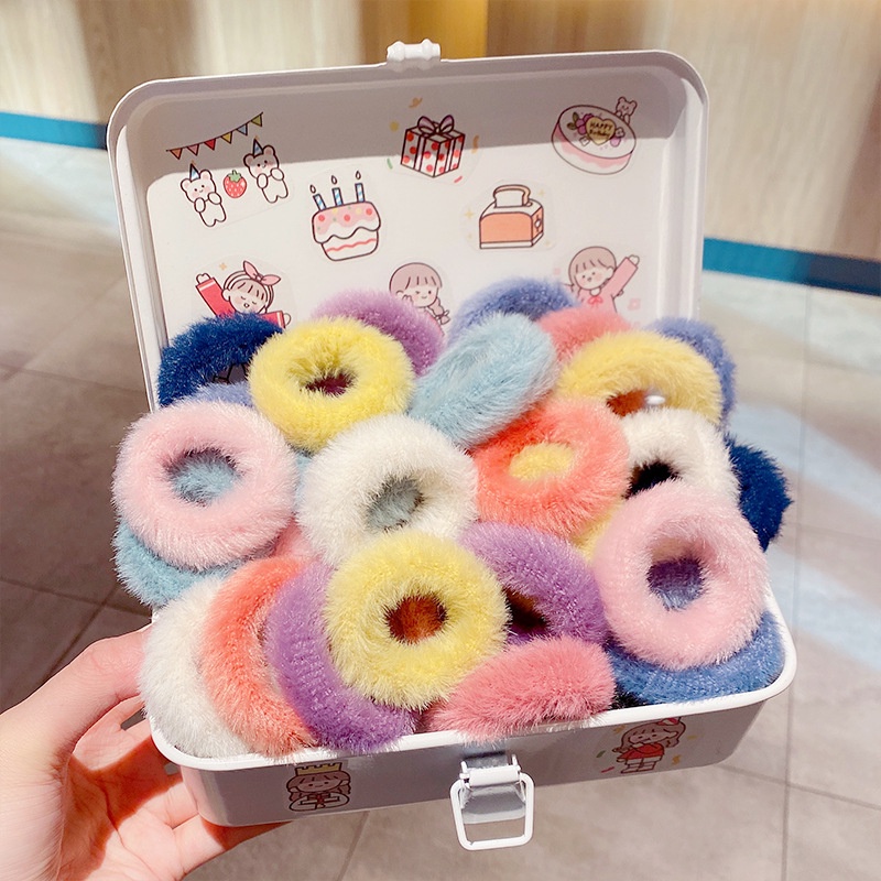 Dây buộc tóc Smileday bằng nhung màu trơn thiết kế đơn giản cho nữ