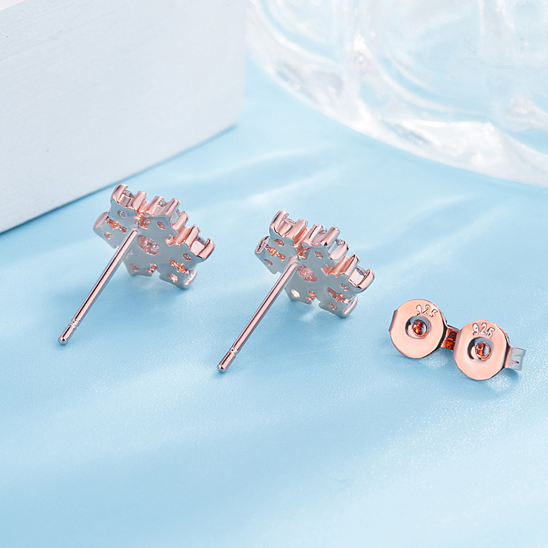 Bông Tai Mạ Bạc 925 Hình Hoa Tuyết Đính Đá Zircon Đơn Giản Phong Cách Nhật Hàn Thời Trang Dễ Phối Đồ Dành Cho Nữ-S1