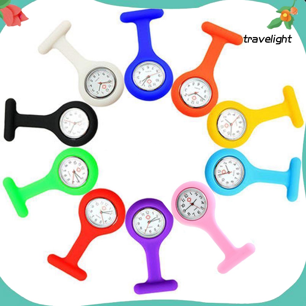 【TL】Silicone Nurse Watch Brooch Fob Pocket Tunic Quartz Movement Watch Watches