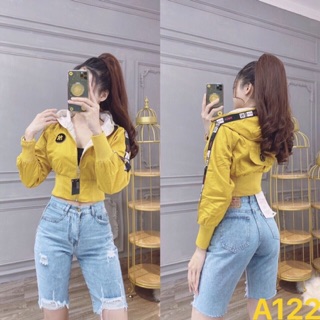 Áo khoác lửng chạy viền bo eo