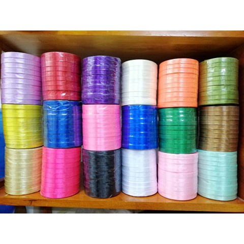 Ruy băng lụa  bản 2cm, làm nơ bó hoa, trang trí giỏ quà tết, làm hoa handmade