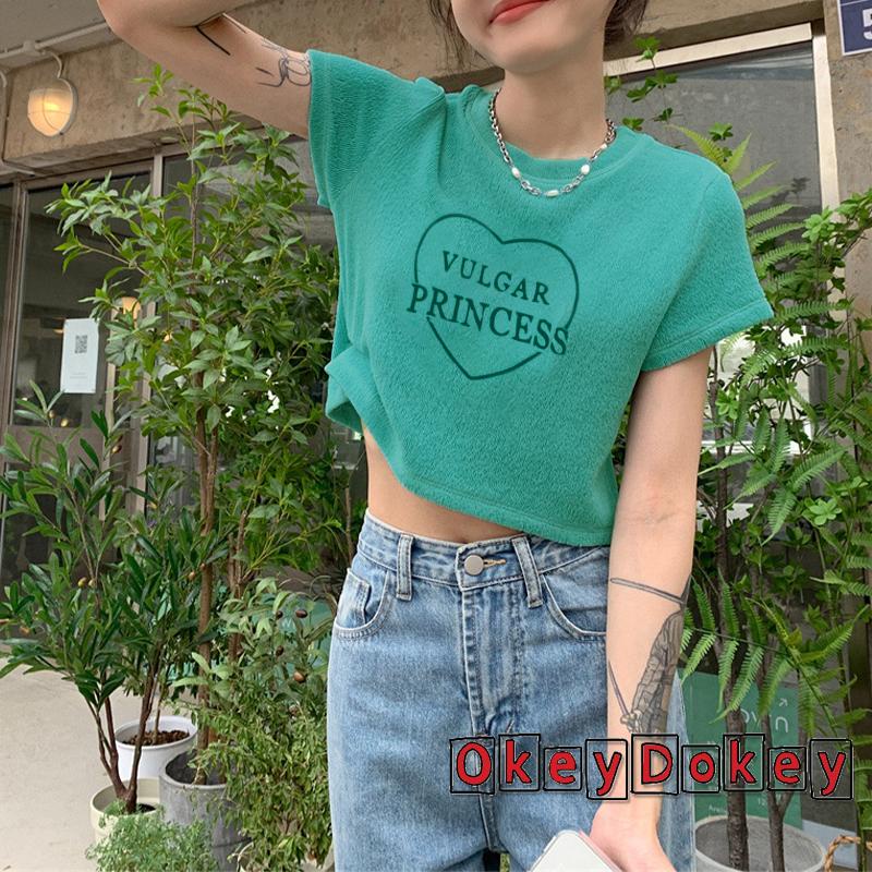 Áo Croptop Tay Ngắn In Chữ Thời Trang Xuân Thu Dành Cho Nữ