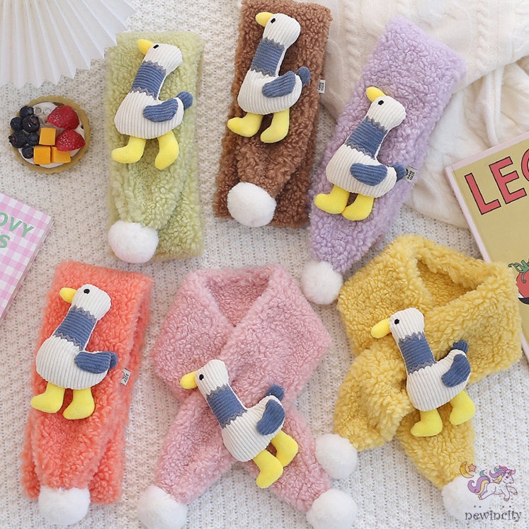 Khăn choàng lông cừu kiểu hoạt hình đáng yêu kiểu Hàn Quốc dành cho bé trai và bé gái