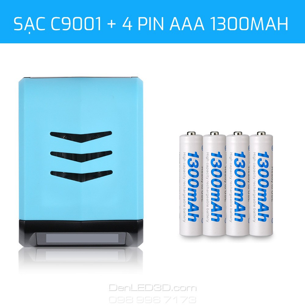 [Chính Hãng] Combo Sạc Nhanh BESTON C9001 Kèm 4 Pin AA 3000mAh - Sạc Tự Ngắt Có Màn Hình LCD - BH 1 Đổi 1