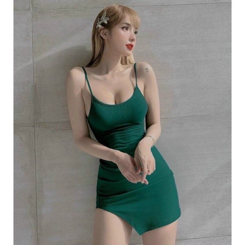 ĐẦM BODY GÂN 2 DÂY XẺ TÀ D20 - COLORY SHOP