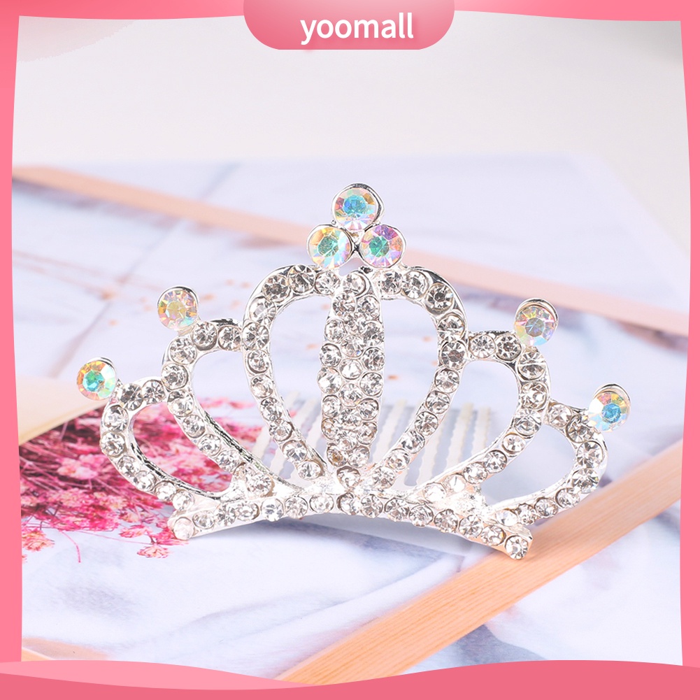 Vương miện cài tóc dát kim cương giả thời trang lấp lánh