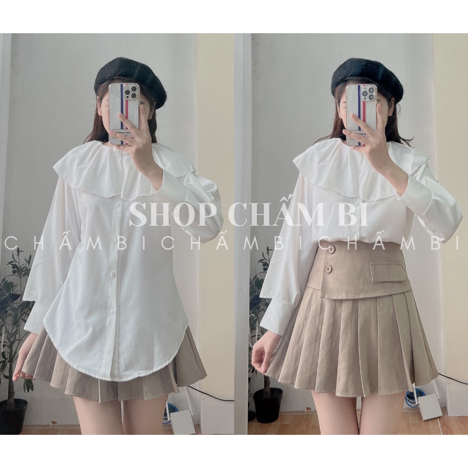 Áo sơ mi tiểu thư A.294, Áo kiểu nữ dài tay cổ choàng cách điệu phong cách Hàn Quốc (mặc được 2 kiểu)