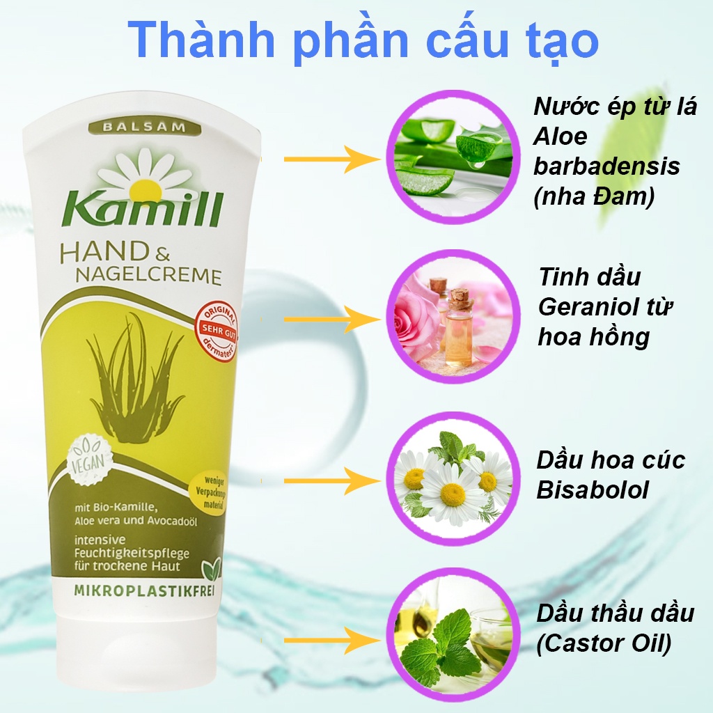 Kem dưỡng da tay, móng tay KAMILL dưỡng ẩm và căng mịn da 100ml