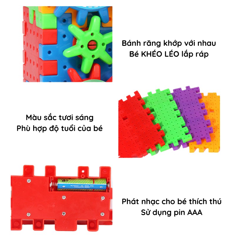 Trò chơi xếp hình chuyển động bánh răng FUNNY BRICKS 81 chi tiết cho bé sáng tạo AIQ