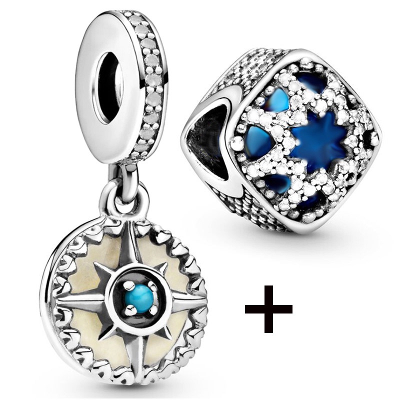 Bộ 2 La Bàn / Trái Tim / Máy Bay / Bóng Bay Màu Xanh Dương Dùng Trang Trí DIY