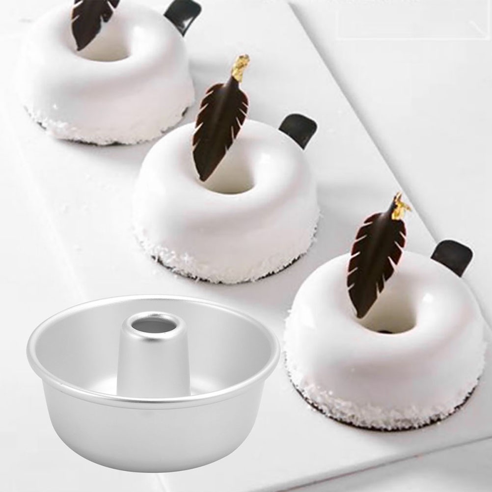 Set 2 Khuôn Làm Bánh Donut Tráng Miệng Bằng Hợp Kim Nhôm Màu Bạc