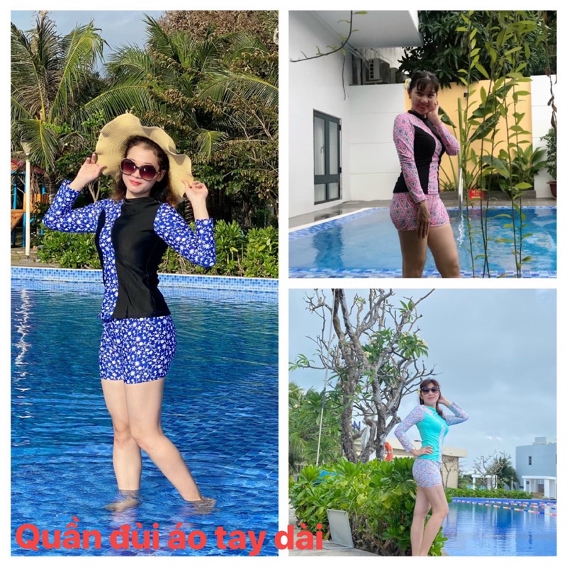 Bộ bơi nữ tay dài quần đùi 35-65kg