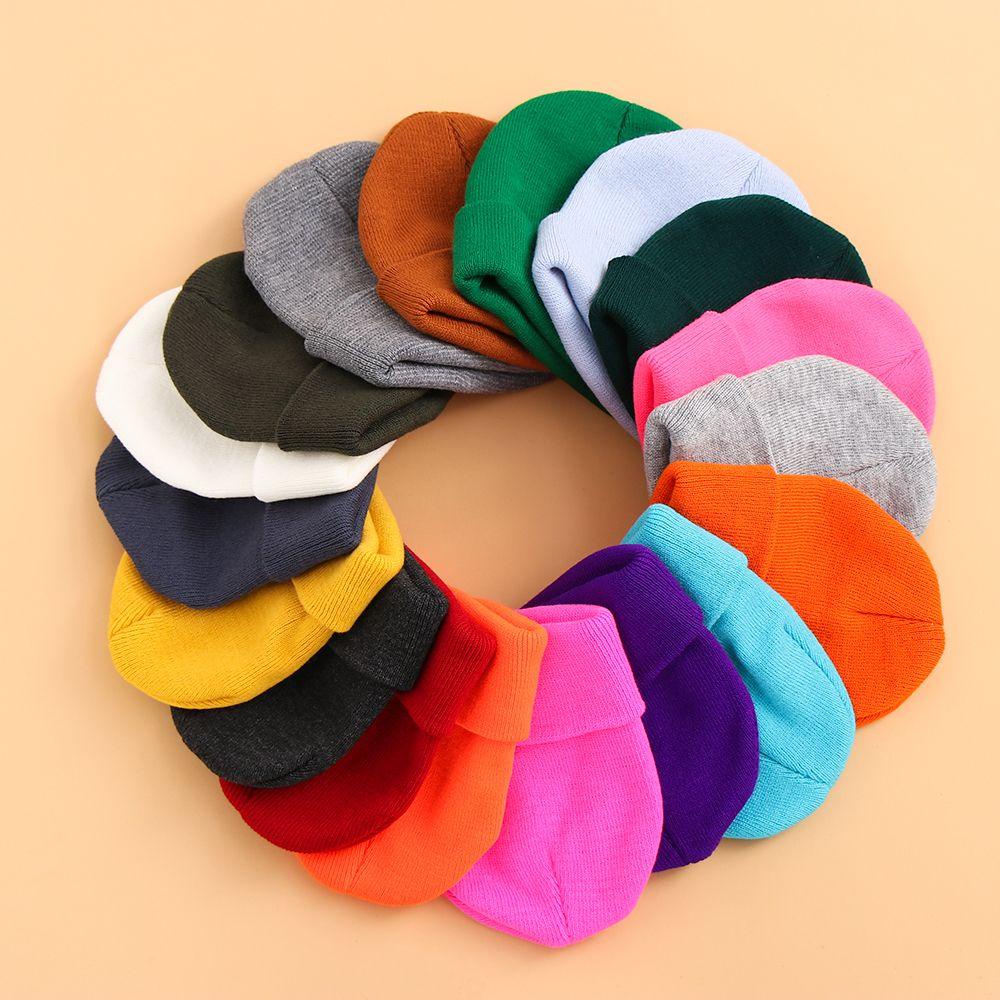 Mũ Beanie Dệt Kim Màu Trơn Dễ Thương Cho Nữ