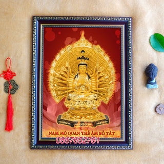 Tranh Thiên Thủ Thiên Nhãn gồm khung 38x50cm y ảnh