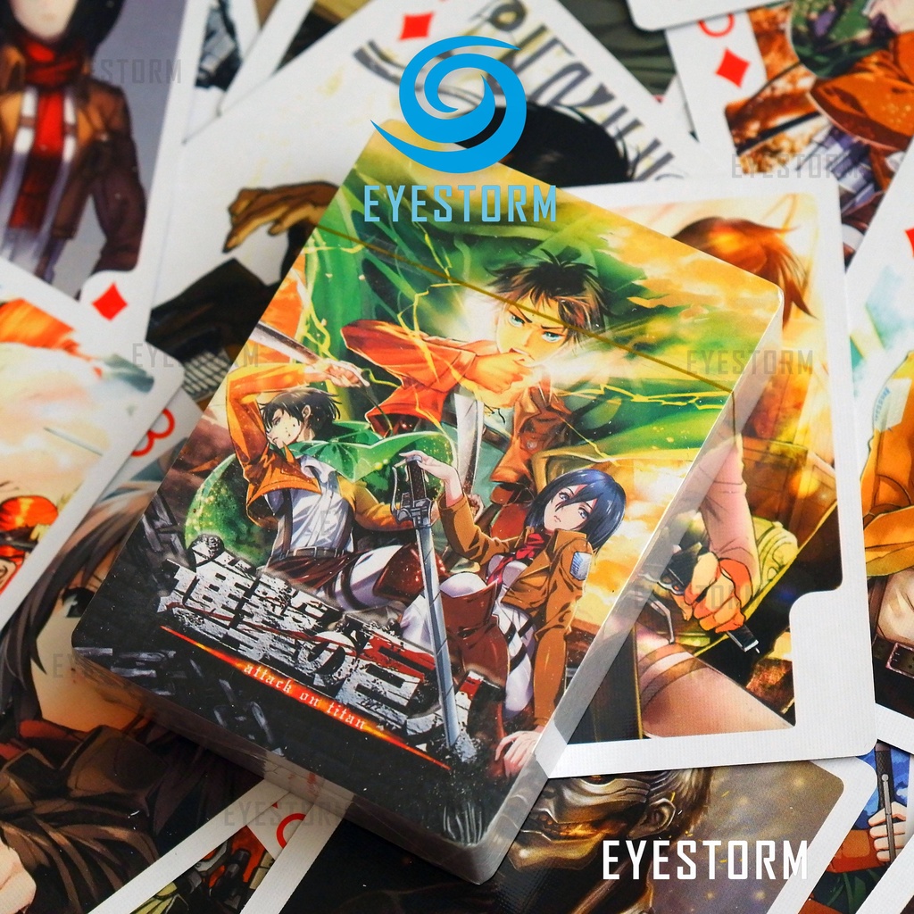 Bài tây anime Đại chiến Titan, Attack on Titan [ KHÔNG HỘP ] - tú lơ khơ, manga Poker Z - 54 lá