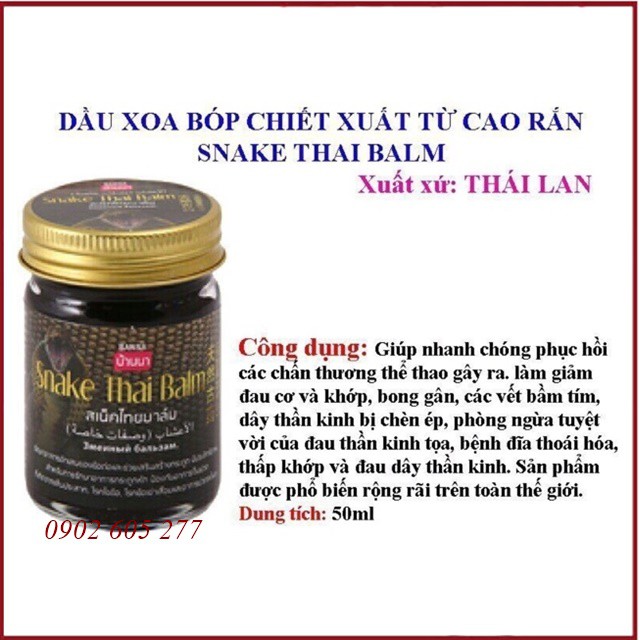 [Combo]12 Chai Dầu Cù Là Xoa Bóp Cao Rắn Thái Lan 50gr