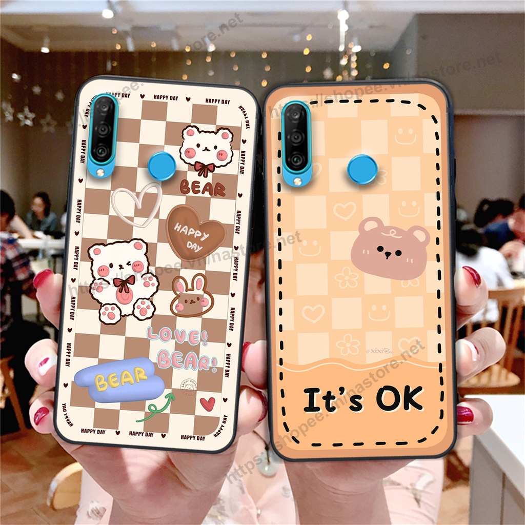 Ốp lưng Huawei Nova 4e / P30 Lite trái tim hình gấu cute cá tính, giá rẻ, cực bền