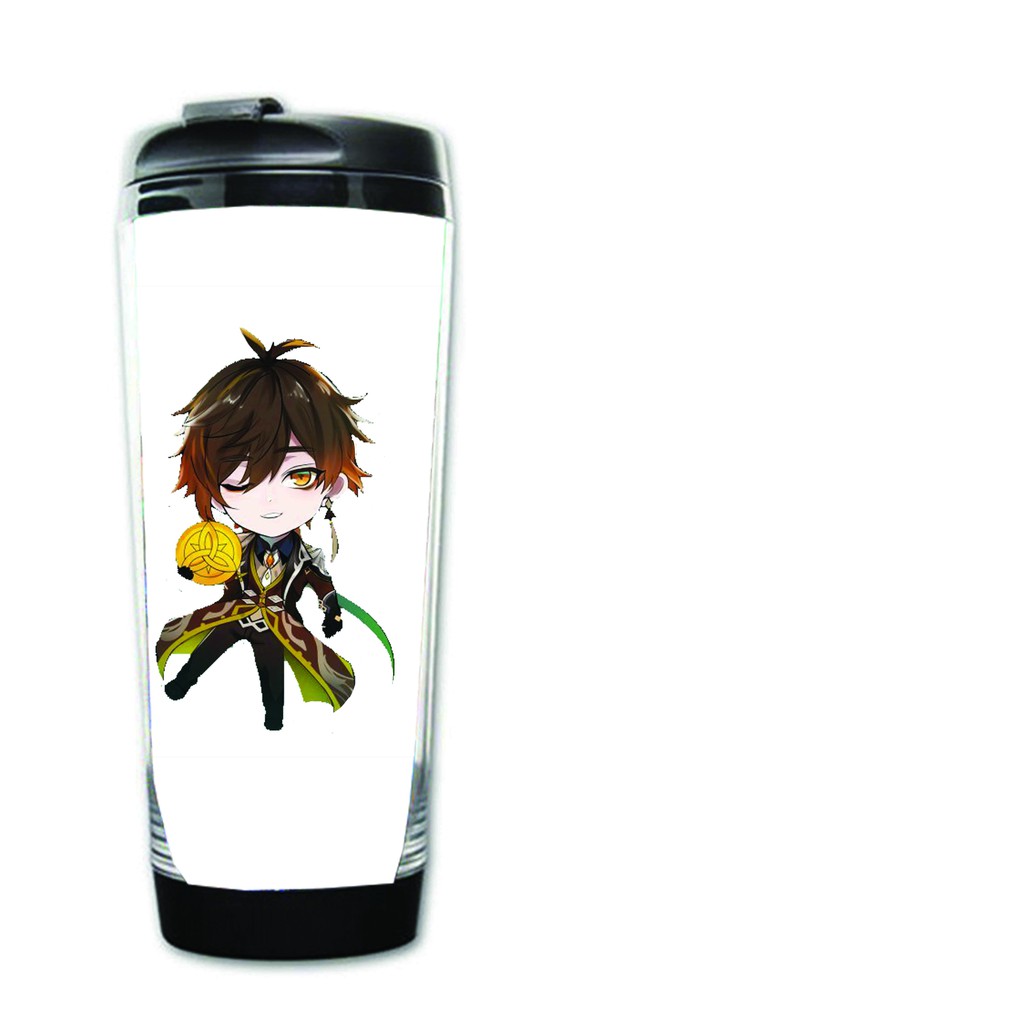 Bình nhựa đựng nước in hình GENSHIN IMPACT game anime chibi tiện lợi độc đáo m1