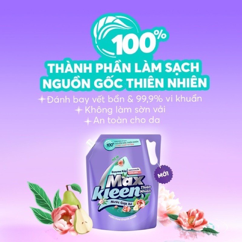 Nước Giặt Xả Maxkleen Thiên Nhiên Hương Vườn Hoa Thanh Khiết Túi 2.4KG (MỚI)