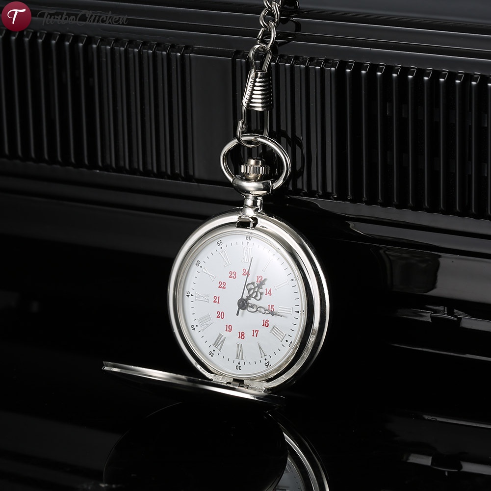 Đồng hồ bỏ túi bằng bạc phong cách cổ điển kèm dây xích dành cho nam và nữ