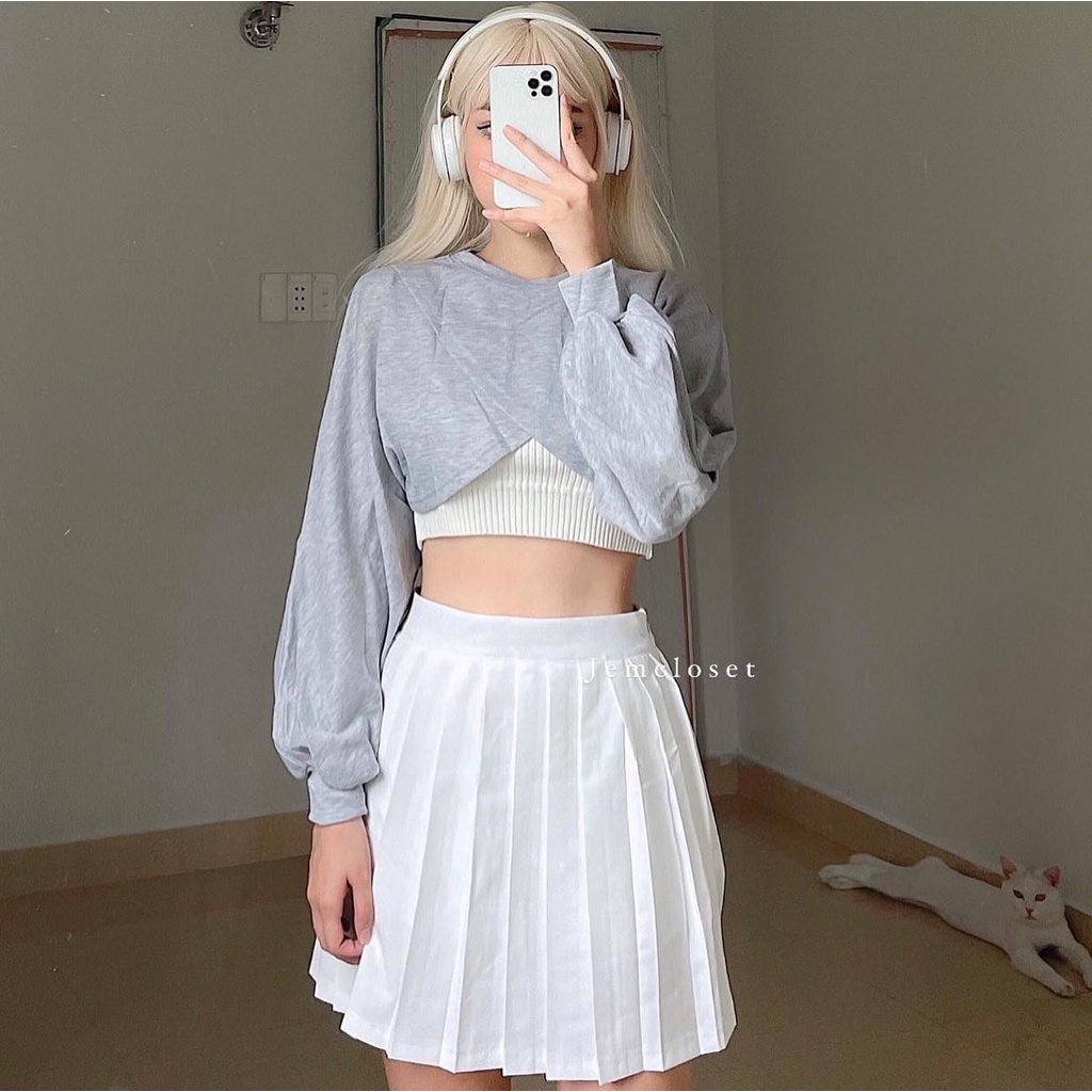 Set bộ áo crt dài tay logo YOS 1992 thời trang hàn quốc/ Set 2 món áo croptop đắp chéo kèm áo ba lỗ ôm body_kudoshop | BigBuy360 - bigbuy360.vn