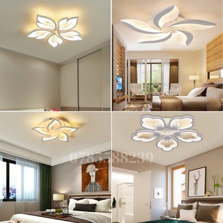 Đèn Ốp Trần Phòng Khách - Kèm Điều Kiển Từ Xa - Đèn Mâm Ốp Trần 5 Cánh Trang Trí(3 chế độ ánh sáng)