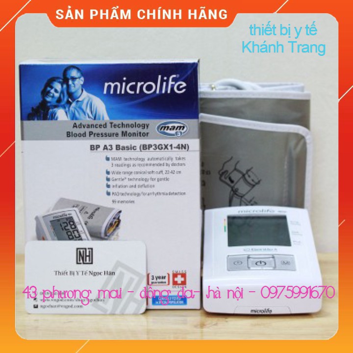 (Giá sỉ) (Tặng bộ đổi nguồn) Máy đo huyết áp điện tử Microliffe BP A3 BASIC