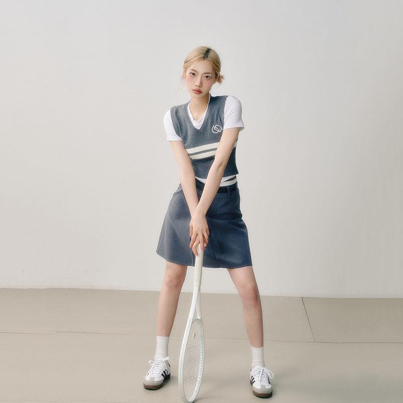 Áo Dệt Kim Hai Dây Thêu Logo Phong Cách Retro Dành Cho Nữ