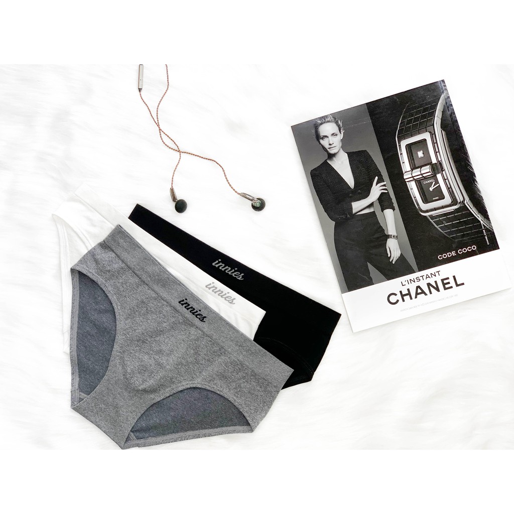 Combo 3 quần seamless innies màu cơ bản - đen, xám, trắng