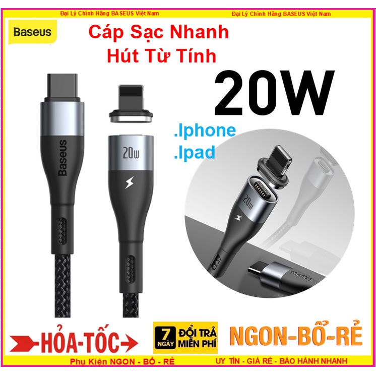 Cáp sạc từ tính (nam châm) Baseus CATLXC hỗ trợ sạc nhanh Type C to 20W cho IP12 Series