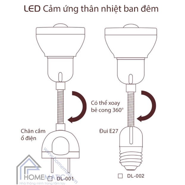 ĐÈN LED CẢM BIẾN THÂN NHIỆT DL-001/002 CÓ THỂ UỐN CONG 360 ĐỘ