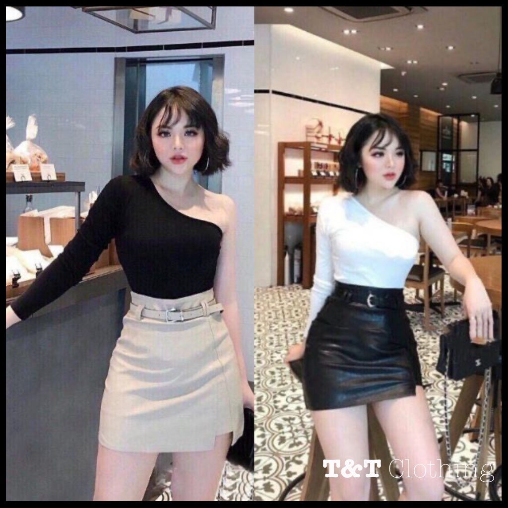 Áo lệch vai tay dài / áo kiểu croptop 💃By 23t.shop | BigBuy360 - bigbuy360.vn