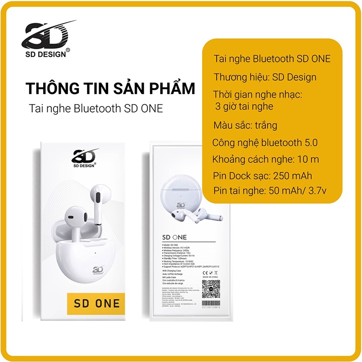Tai nghe không dây bluetooth SD One chính hãng SD - Design,âm hay, Dùng Cho IOS và Androi Bảo hành 12 tháng – Panda Case