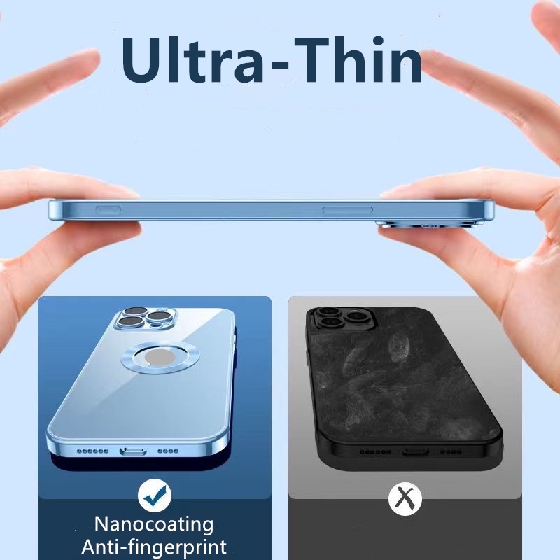 Ốp Điện Thoại Silicon Dẻo Trong Suốt Mạ Viền Logo Sang Trọng Cho iPhone 13 12 11 Pro Max XS Max XR X 7 8 Plus 13Pro 12 Pro Max