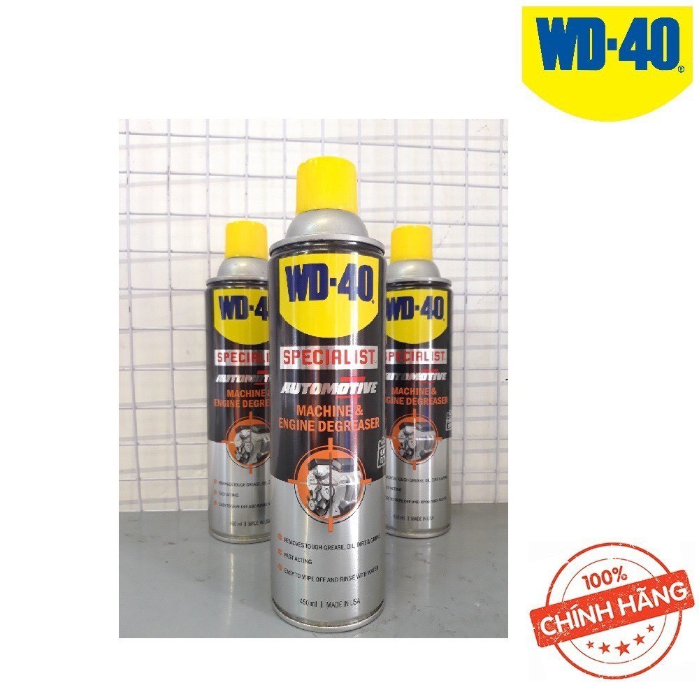 Chất tẩy nhờn dầu mỡ mạnh mẽ WD-40 450ml Machine &amp; Engine Degrease