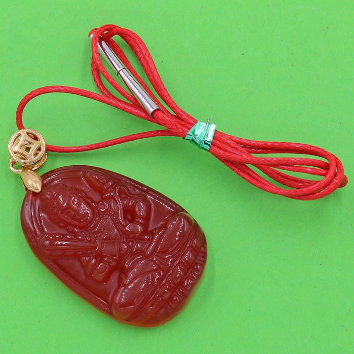 Mặt dây chuyền Phật Hư Không Tạng Bồ Tát đỏ 3.6 cm - Hộ mệnh tuổi Sửu, Dần