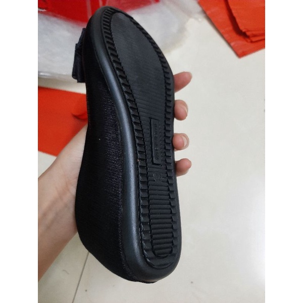 Giày Bệt nơ 3 cánh vải lụa sước