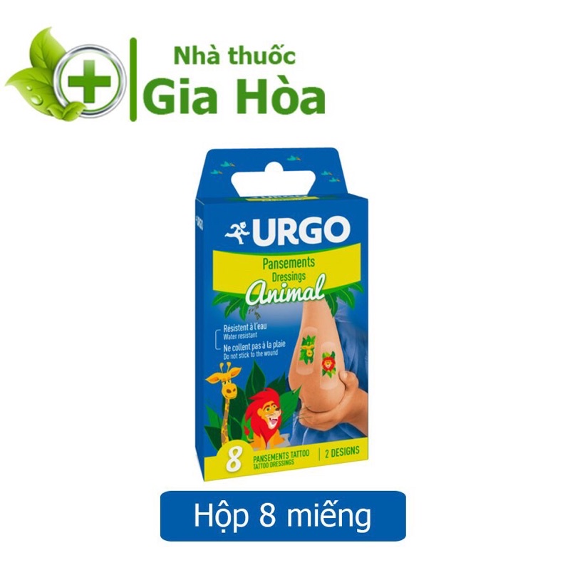 Băng cá nhân trẻ em hình thú ngộ nghĩnh dễ thương Urgo Tattoo Dressing (Hộp 8 miếng)