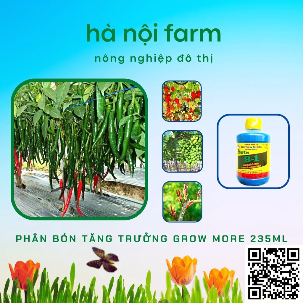 Phân bón lá B1 Growmore chai 235ml hàng Mỹ chuyên dùng hoa Phong Lan