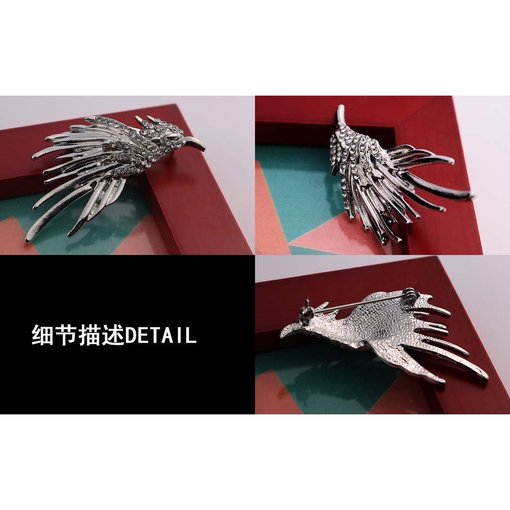 Ghim Cài Áo Hình Chim Đại Bàng Đính Đá Sang Trọng Cho Nam