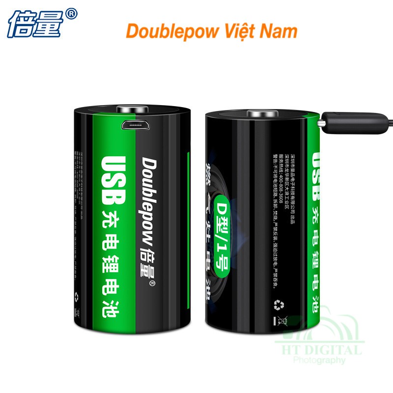 Pin đại sạc cổng USB Doublepow size D 1.5V 9000mWh Pin Sạc Cho Bếp Ga, Đèn Pin, Thiết Bị Công Nghiệp