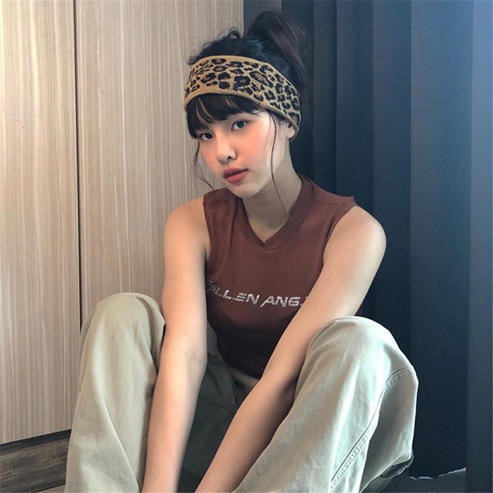 Băng Đô Dệt Kim Bản Rộng Họa Tiết Da Báo Có Thể Điều Chỉnh Dành Cho Nữ