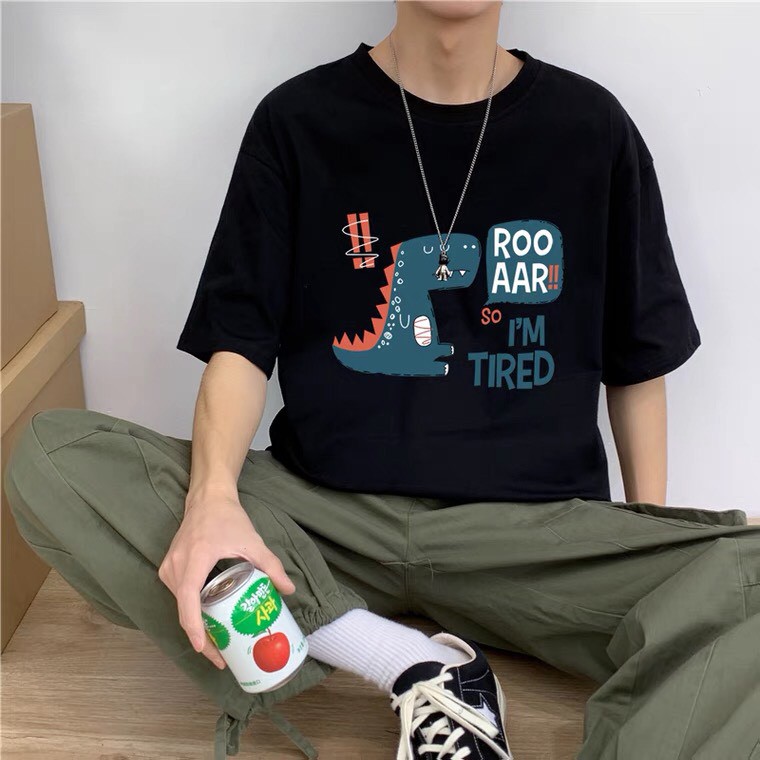 Áo thun tay lỡ CoolZ phông Unisex nam nữ Cotton oversize form rộng khủng long T-Rex CZ027