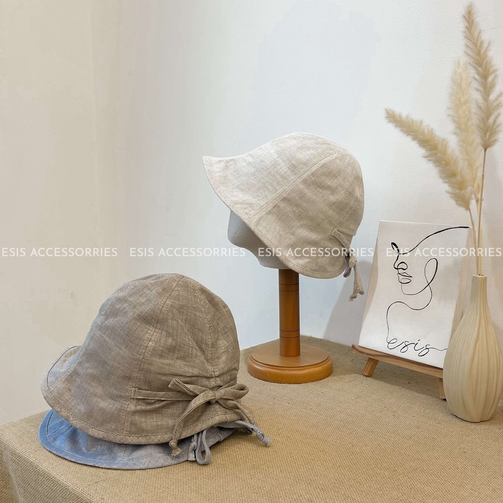 NÓN BUCKET NỮ COTON HÀN QUỐC CAO CẤP PHỐI NƠ LƯNG ESIS ACCESSORIES