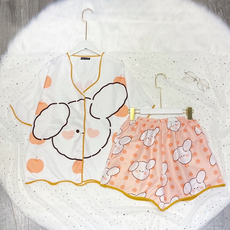 Bộ đồ ngủ form tay lỡ nữ, đồ bộ pijama lụa nữ from cánh dơi, in hình dễ thương, clothingforgirl
