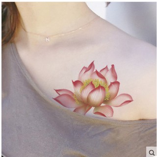 Hình xăm dán cao cấp hoa sen hồng 10x6cm, 10x20cm