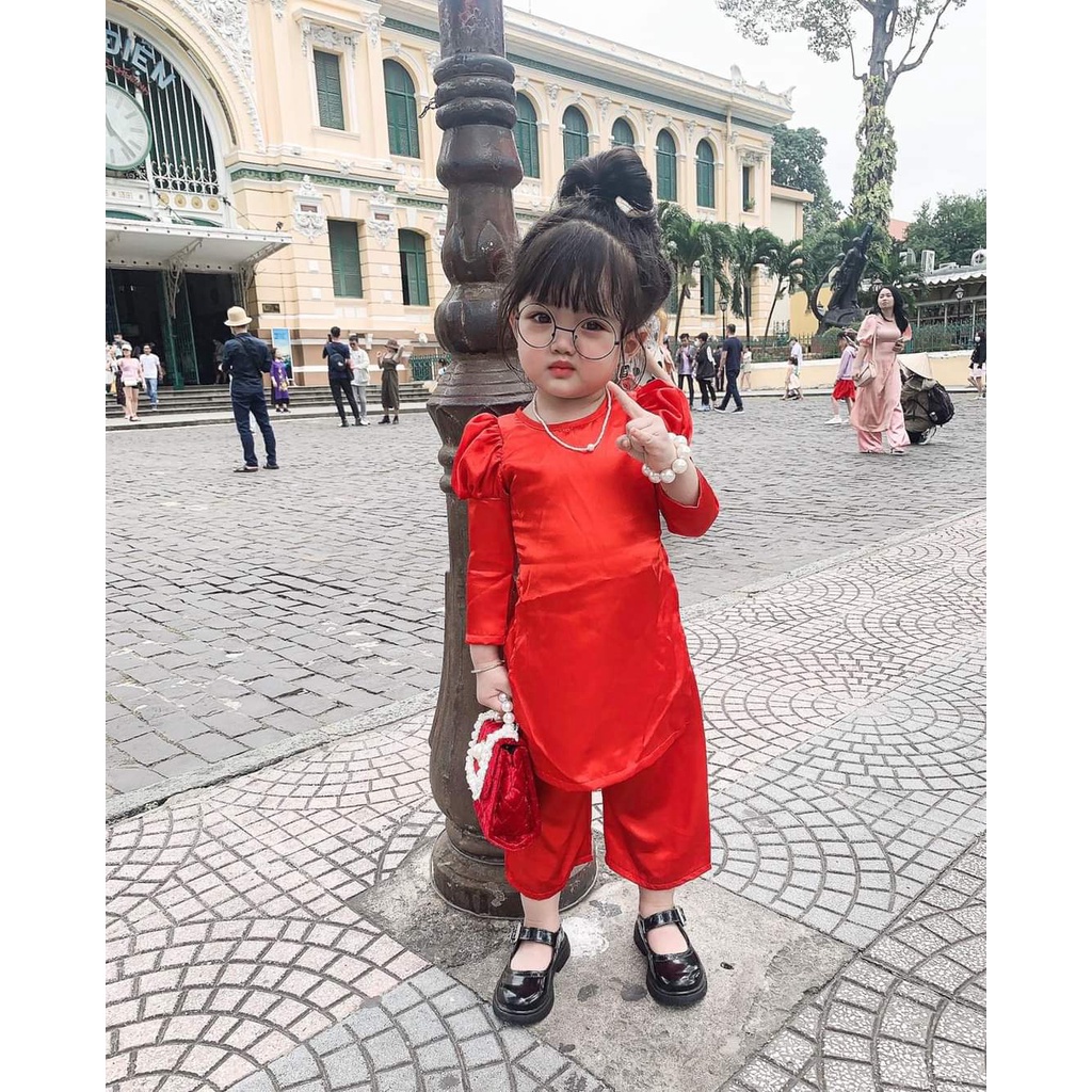 Bộ đồ quần áo dài bé gái chất liệu lụa cao cấp 8-22kg Angel Baby Thời Trang Thiết Kế