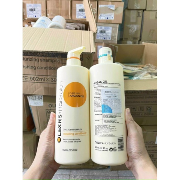 Bộ Dầu Gội Xả Cao Cấp Olexrs Argan Oil 960ML Xuất xứ Anh